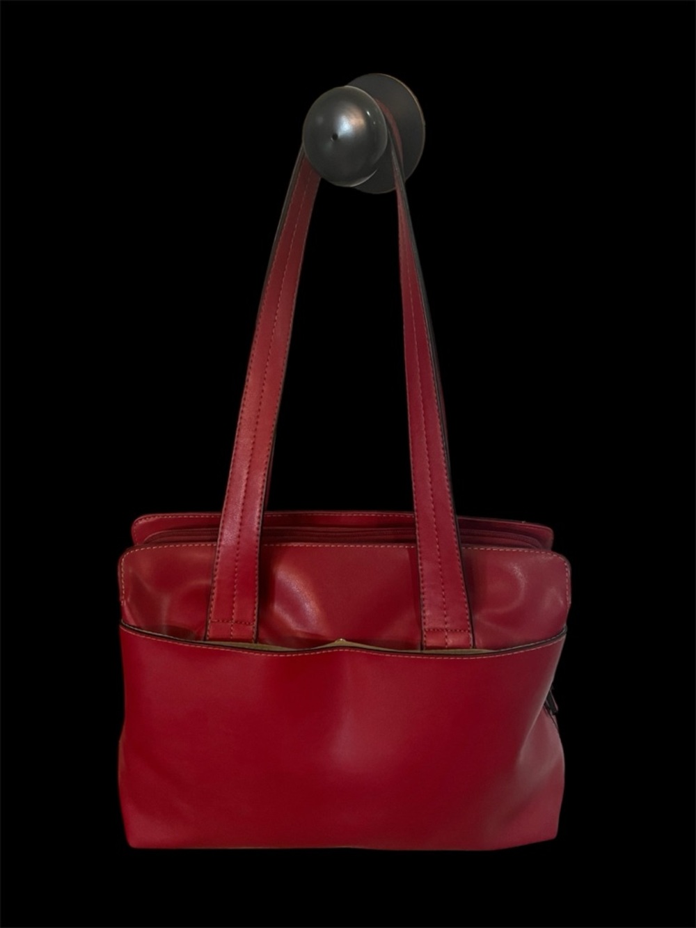 Women’s Classic Red Tote Bag - Liz Claiborne Crazy Horse Everyday Shoulder Bag - Picture 2 of 12